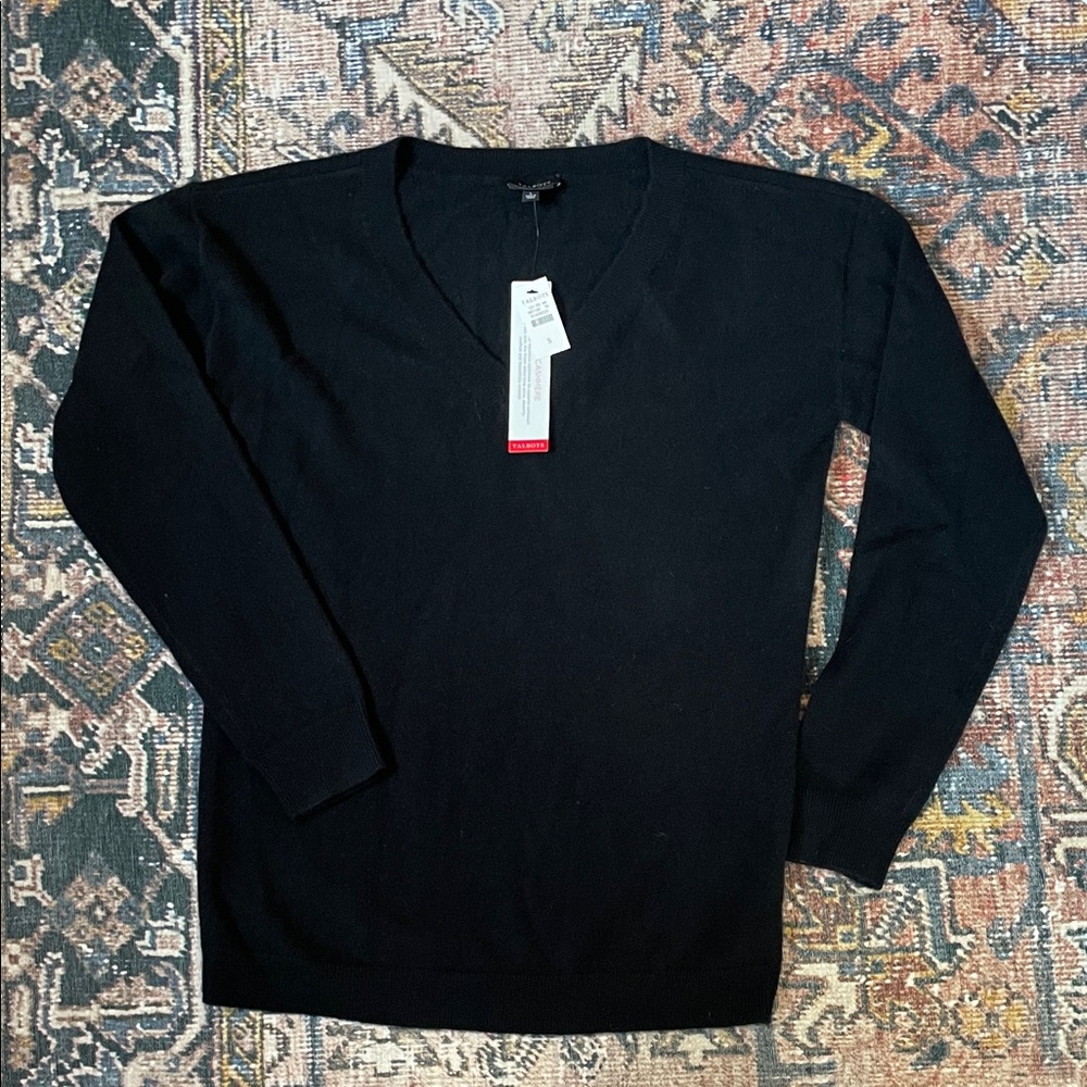 Elegant Black V-Neck Pure Cashmere Sweater